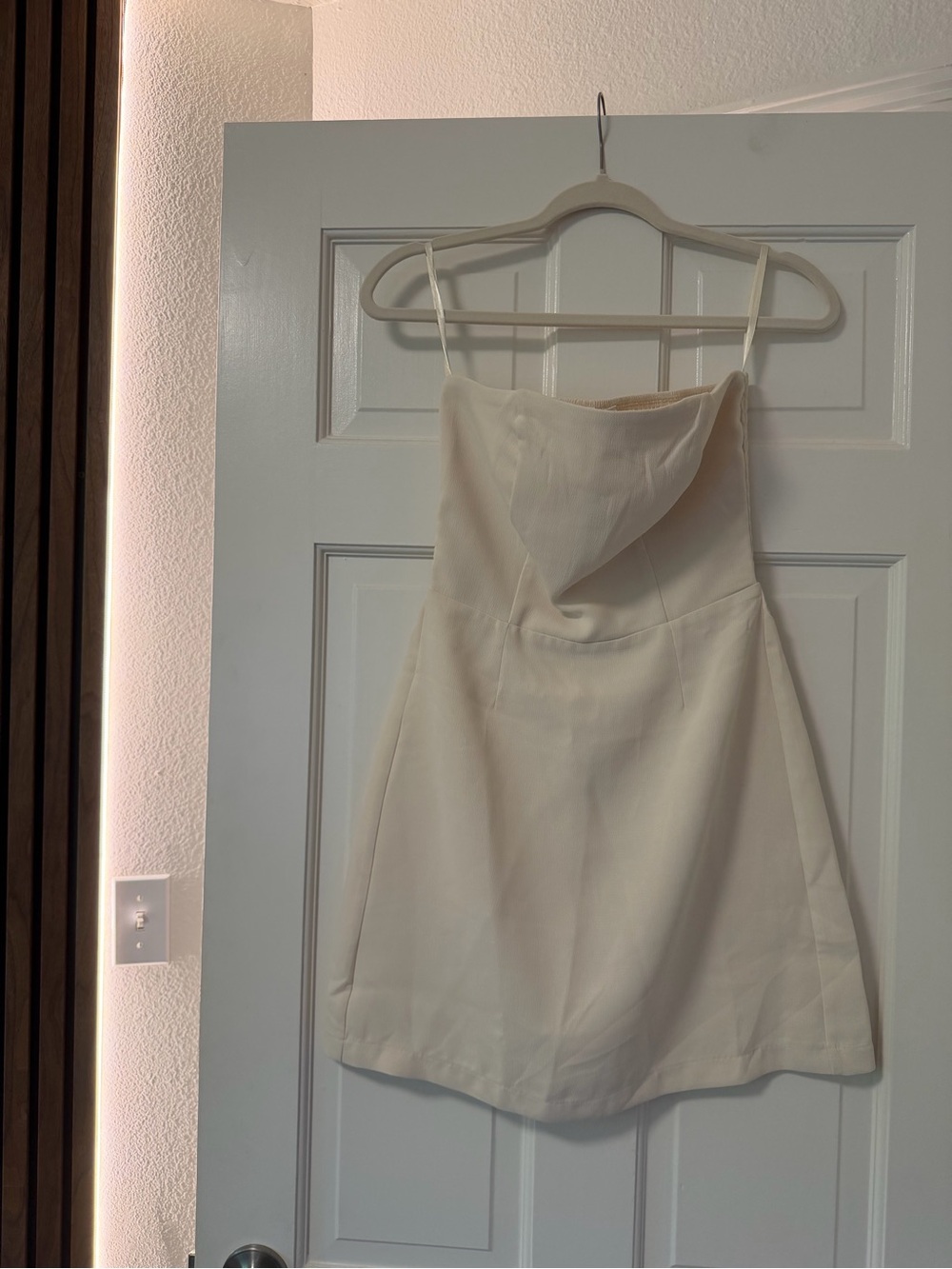 Cream Strapless Mini Dress - Picture 1 of 5